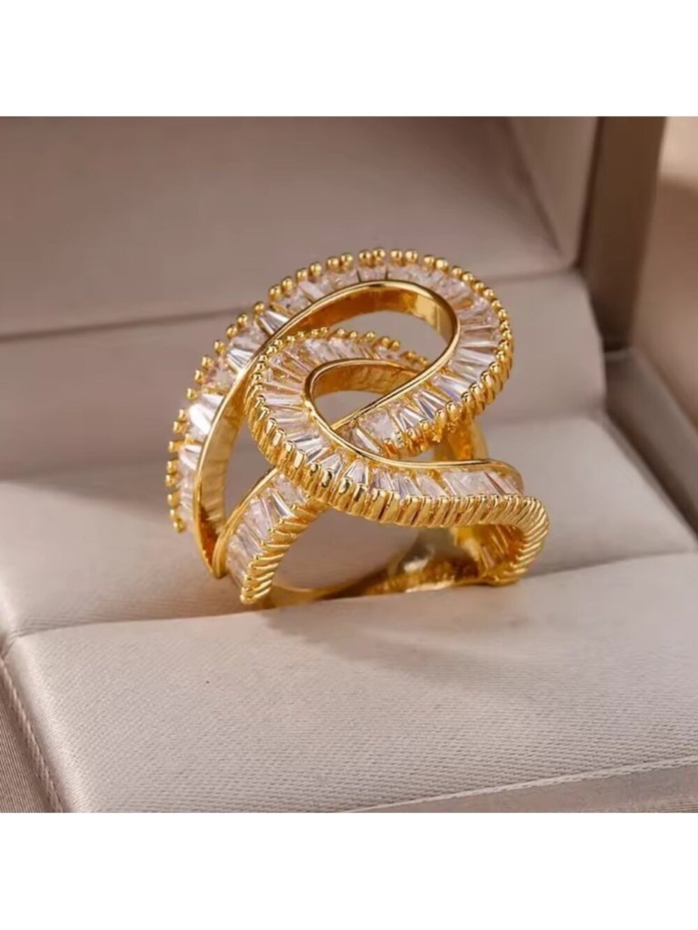 Gold Baguette Crystal Wrap Ring | Elegant Statement